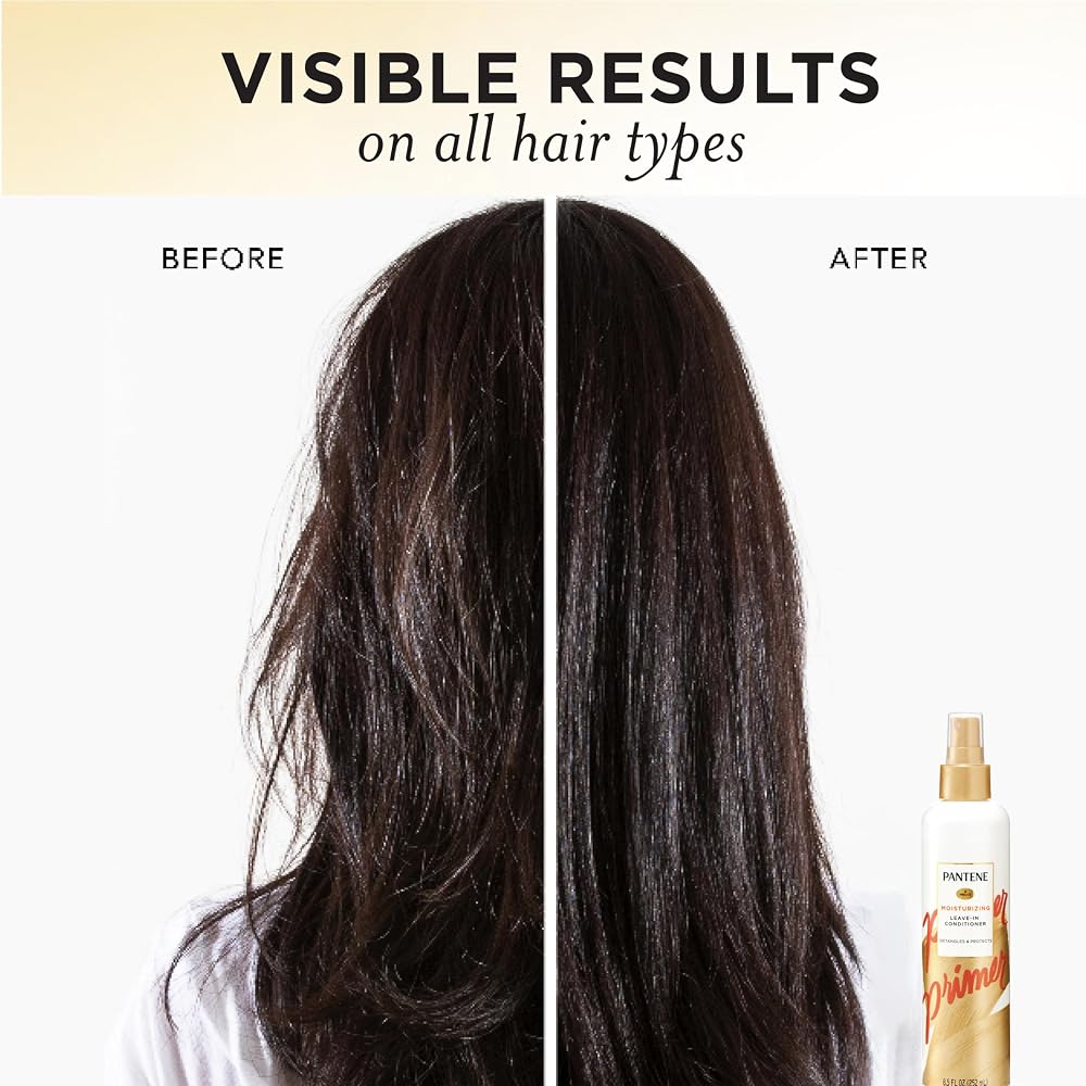 Pantene Conditioning Detangler Spray, Pro-V Repair & Protect, Nutrient Boost for Damaged Hair, Antioxidant Enriched, Leave-In Conditioner, Smooth & Shine, Sulfate-Free, 8.5 Fl Oz, 3 Pack