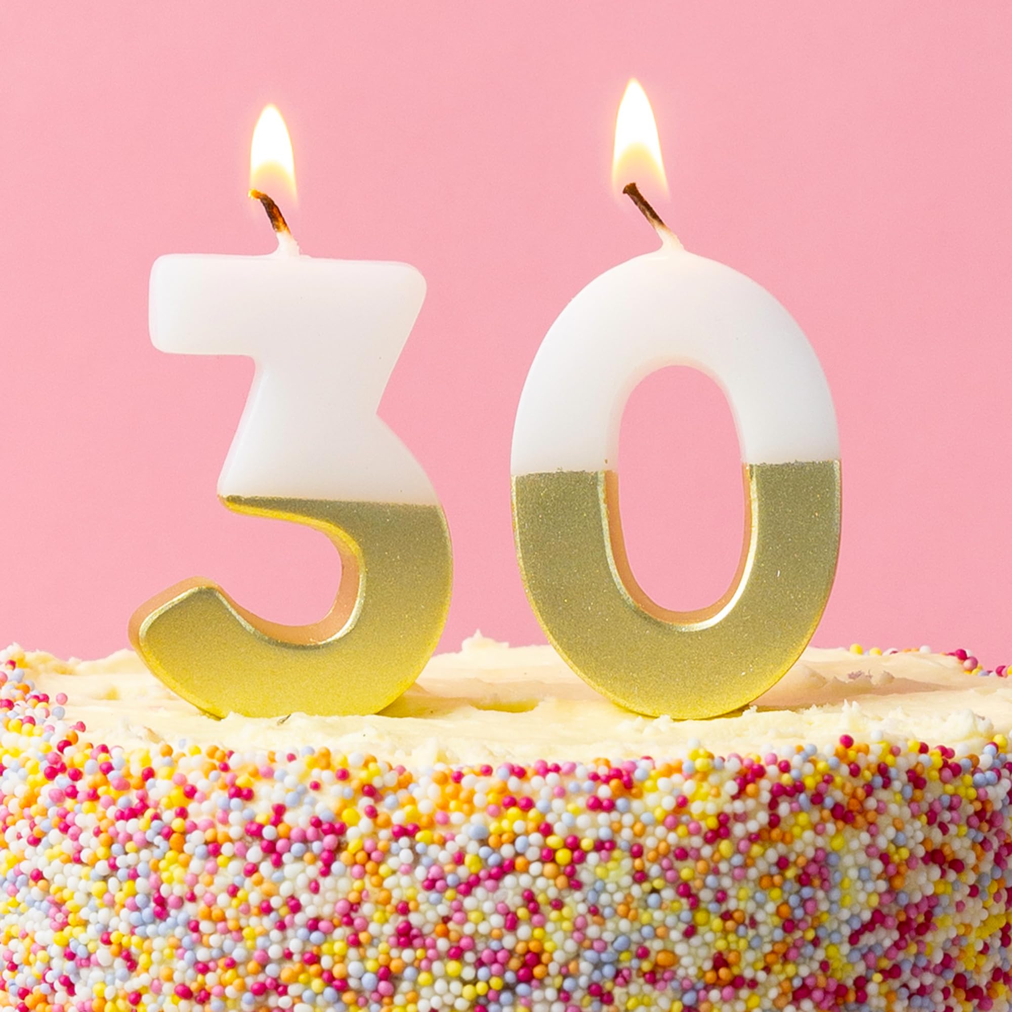 Talking Tables 30th Birthday Candles Cake Toppers, Number Cake Decorations, Milestone Age, Gold Candle 30th Birthday Candles for Cakes, Anniversary Party, Eco Packaging 5.5cm,