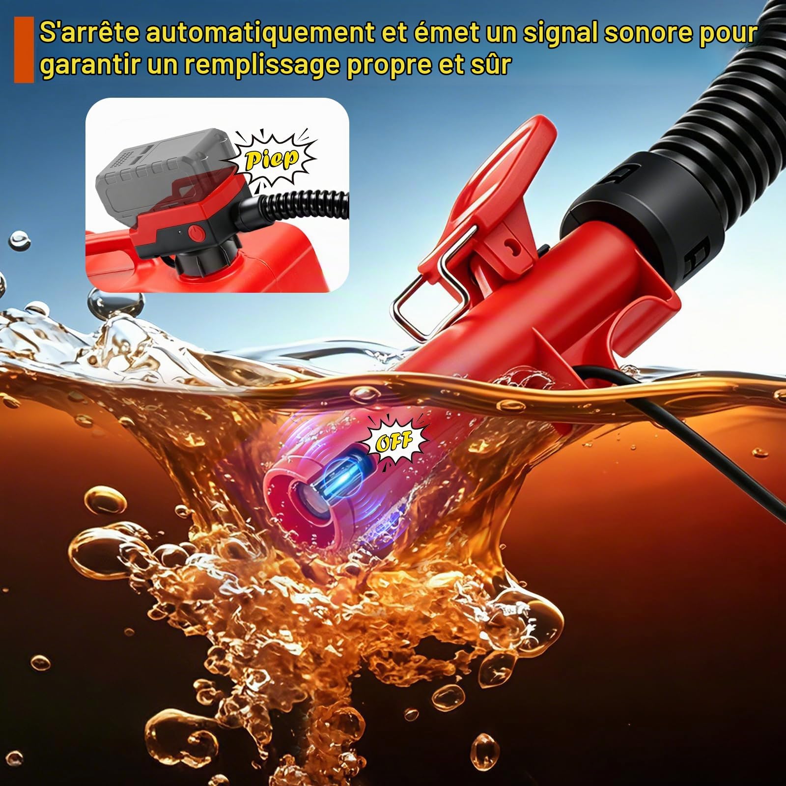 Pompe a carburant avec arrêt automatique et alarme,20L/min,pour essence,diesel et huile.Compatible avec les batteries Makita 18V LXT (BL1850, BL1830, BL1840, etc.).pompe electrique carburant portable.