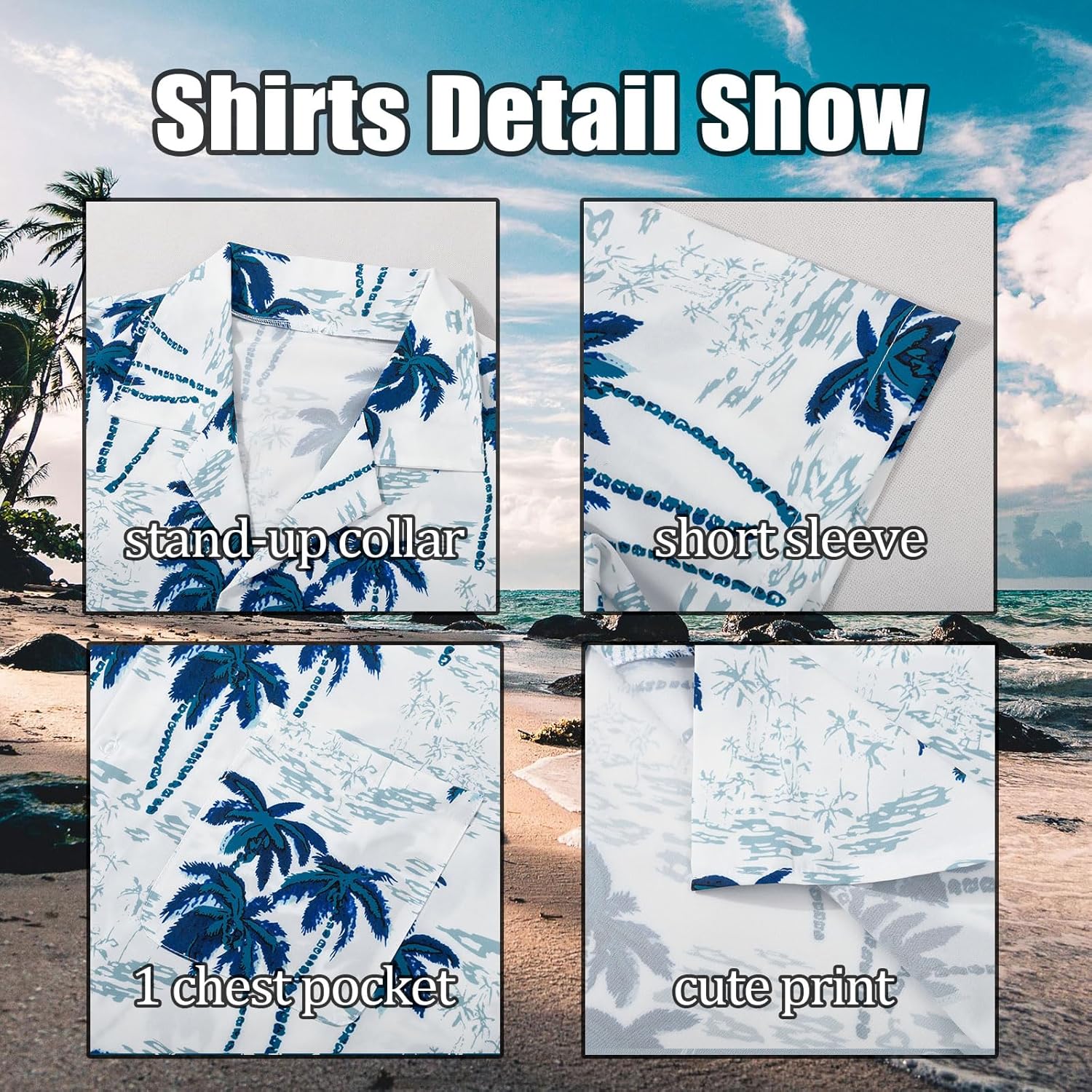 MYJAJAYI Mens Beach Shirt Shorts Set 2 Piece Casual Short Sleeve Button Down Shirts Outfits Summer - Image 4