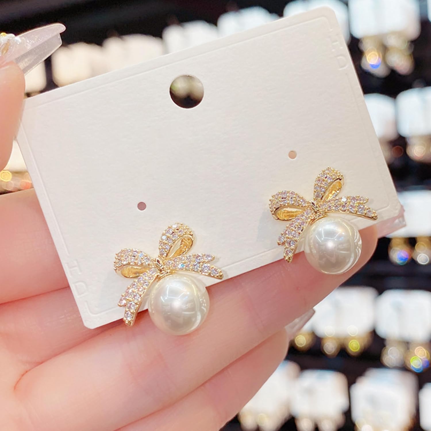Bow Earrings for Women Pearl Drop Earrings Cute Stuff Christmas Gift image 4