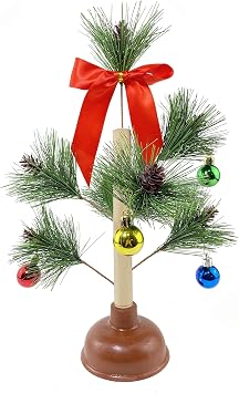 FunisFun Christmas Tree Plunger Funny Gag Gift Hilarious Toilet Humor White Elephant Gift Exchange