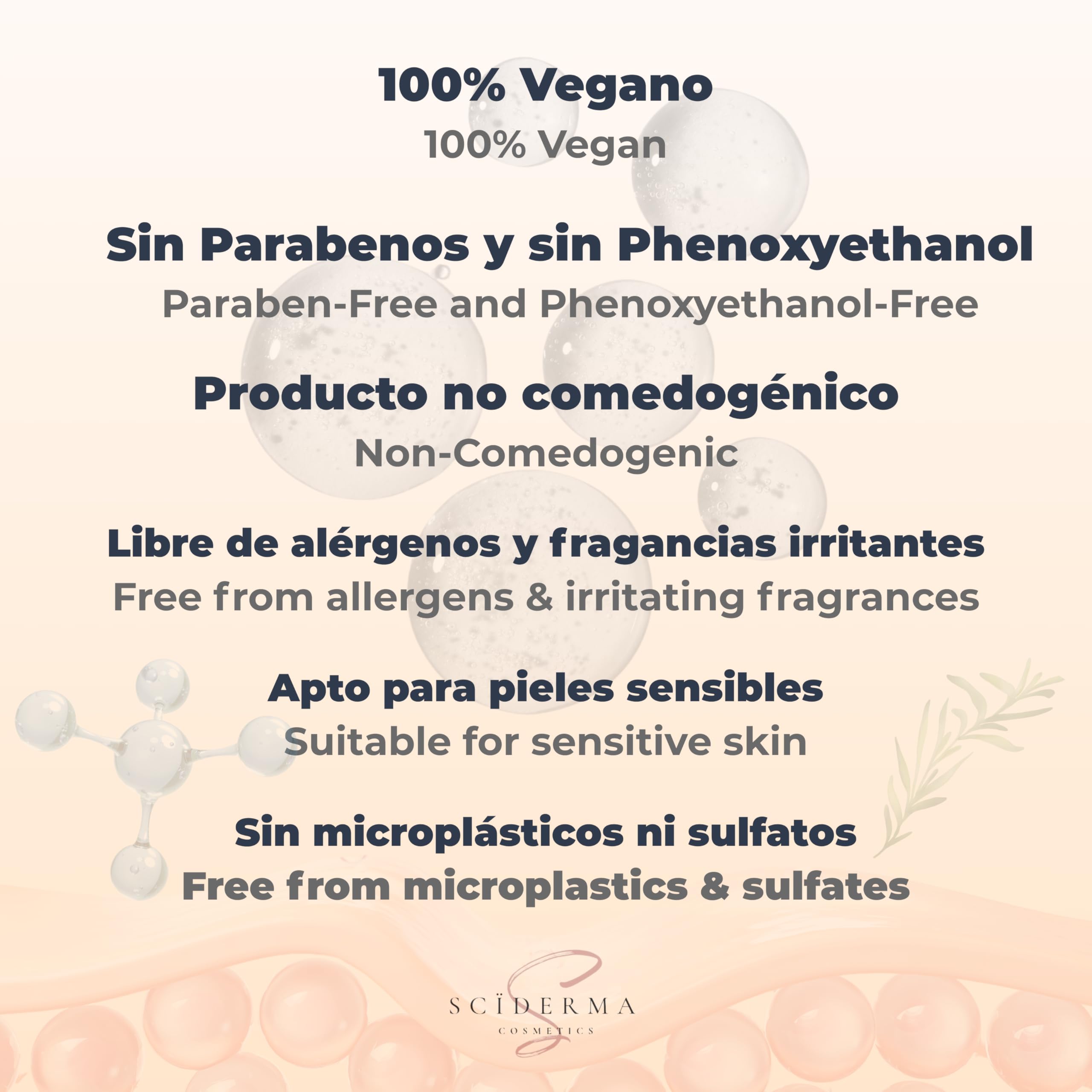 60 ml Serum Vitamin C, ASTAXANTHIN, VITAMIN E, B1, B2, B6, B9, B12 AND Ferulic Acid - Niacinamide, Hyaluronic Acid, Peptides, Resveratrol, Centella Asiatica, Aloe – FACIAL GLOW AND DEPIGMENTANT SERUM — view 7