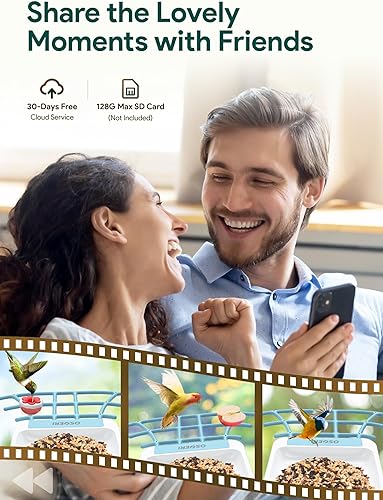 Miniatura 6 de Osoeri Comedero inteligente para pájaros con cámara, cámara de observación de aves silvestres HD de 1080P, captura automática, videos de aves y