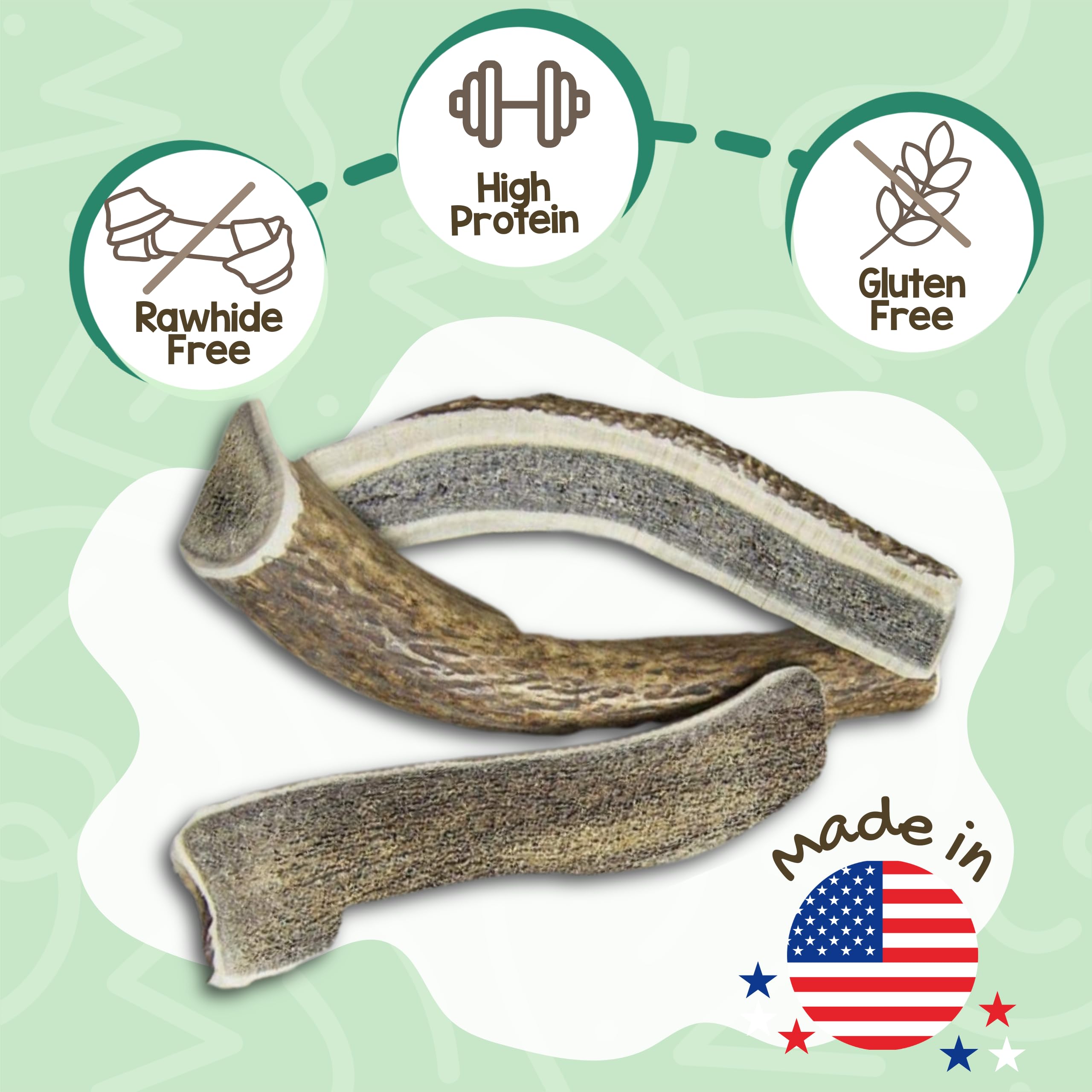 Nature Gnaws USA Elch-Geweih – 100% natürlich Kauen für Hunde, Elk Antler (1 Pack)