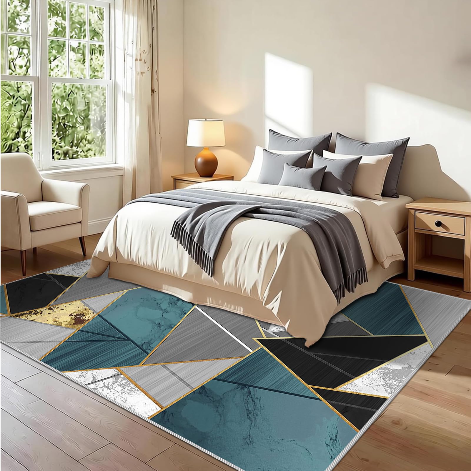 Dywan do salonu Można prać w pralce Antypoślizgowy dywanik do sypialni na łóżko 110 x 130 cm Nowoczesny dywan do salonu Kuchnia Mata podłogowa Duży dywan Jadalnia do wnętrz Jadalnia