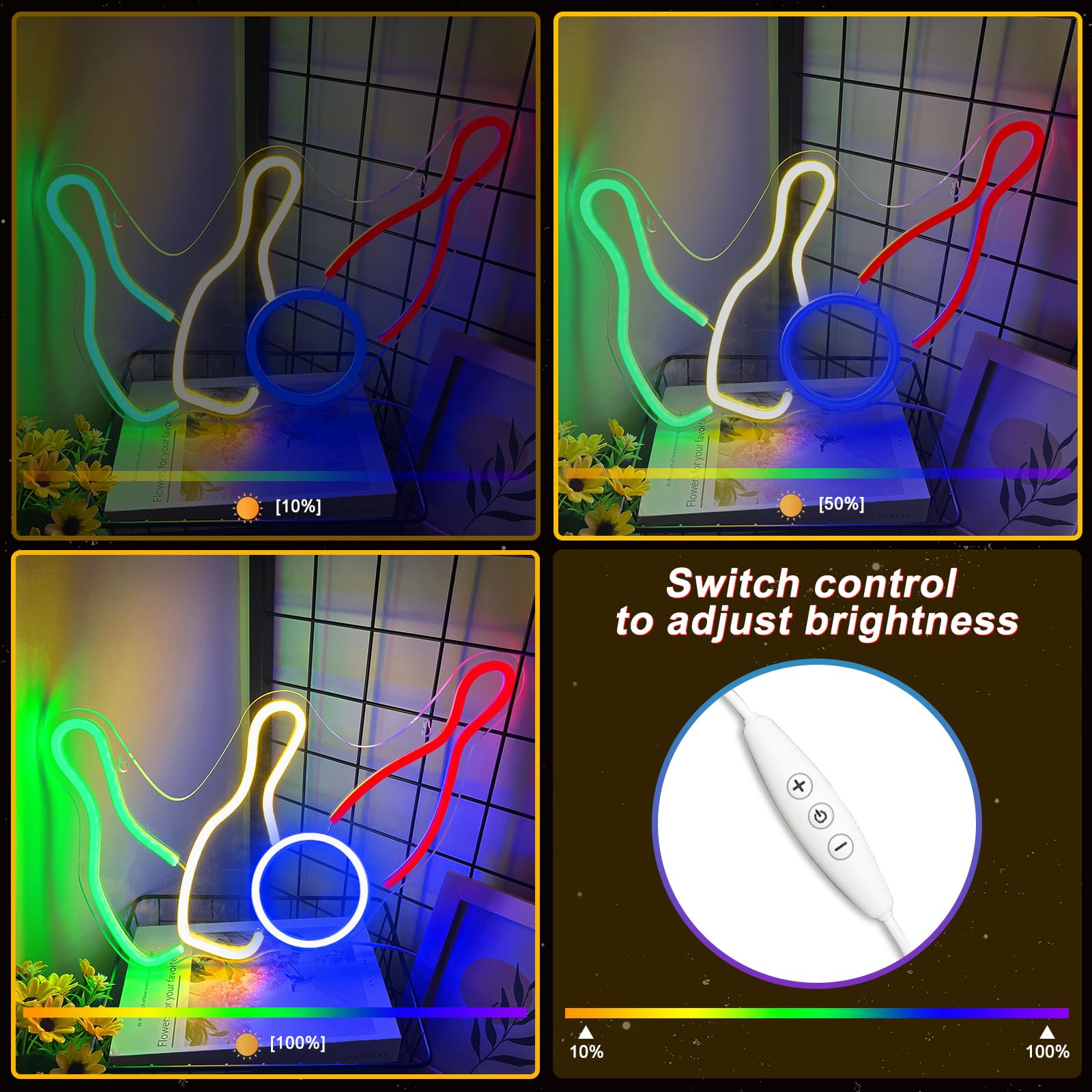 Letreros de neón para decoración de club deportivo, alimentado por USB, letreros de neón LED para club de bolos, decoración de pared, sala de juegos, dormitorio, letrero de luz de juego para