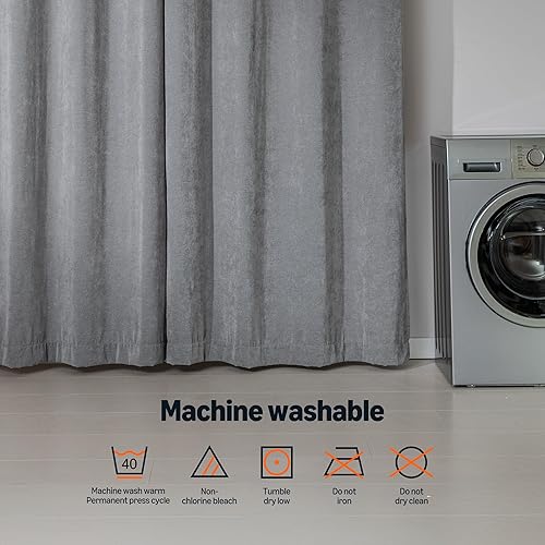 Miniatura 6 de Tienda Basics Cortinas semiopacas de felpilla con tejido de diamante para dormitorio y sala de estar, juego de 2 piezas con ojales, 52 pulgadas de