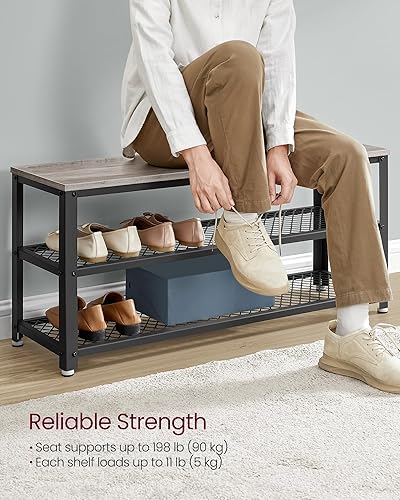 Miniatura 25 de VASAGLE - Zapatero de 3 niveles, estantes de almacenamiento de 39,4 pulgadas de largo, para entrada, sala de estar, pasillo, muebles de acento, café