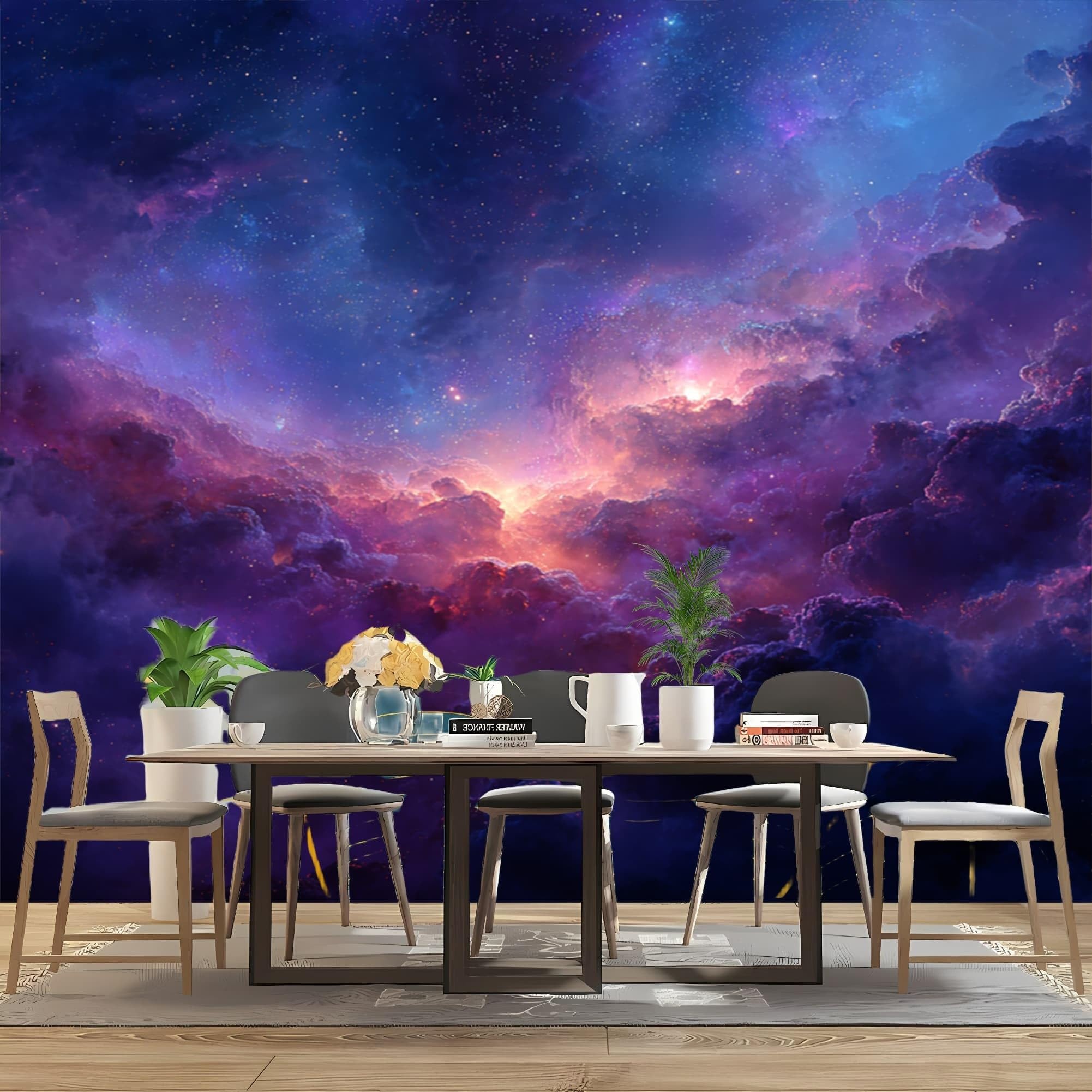 Carta Da Parati Fotografica Bambini 250x175 cm Onirico Galassia Universo Carta da Parati Panoramica Fotomurali in TNT Murale Viola Poster Gigante Design per Camera Ragazzo Ragazza
