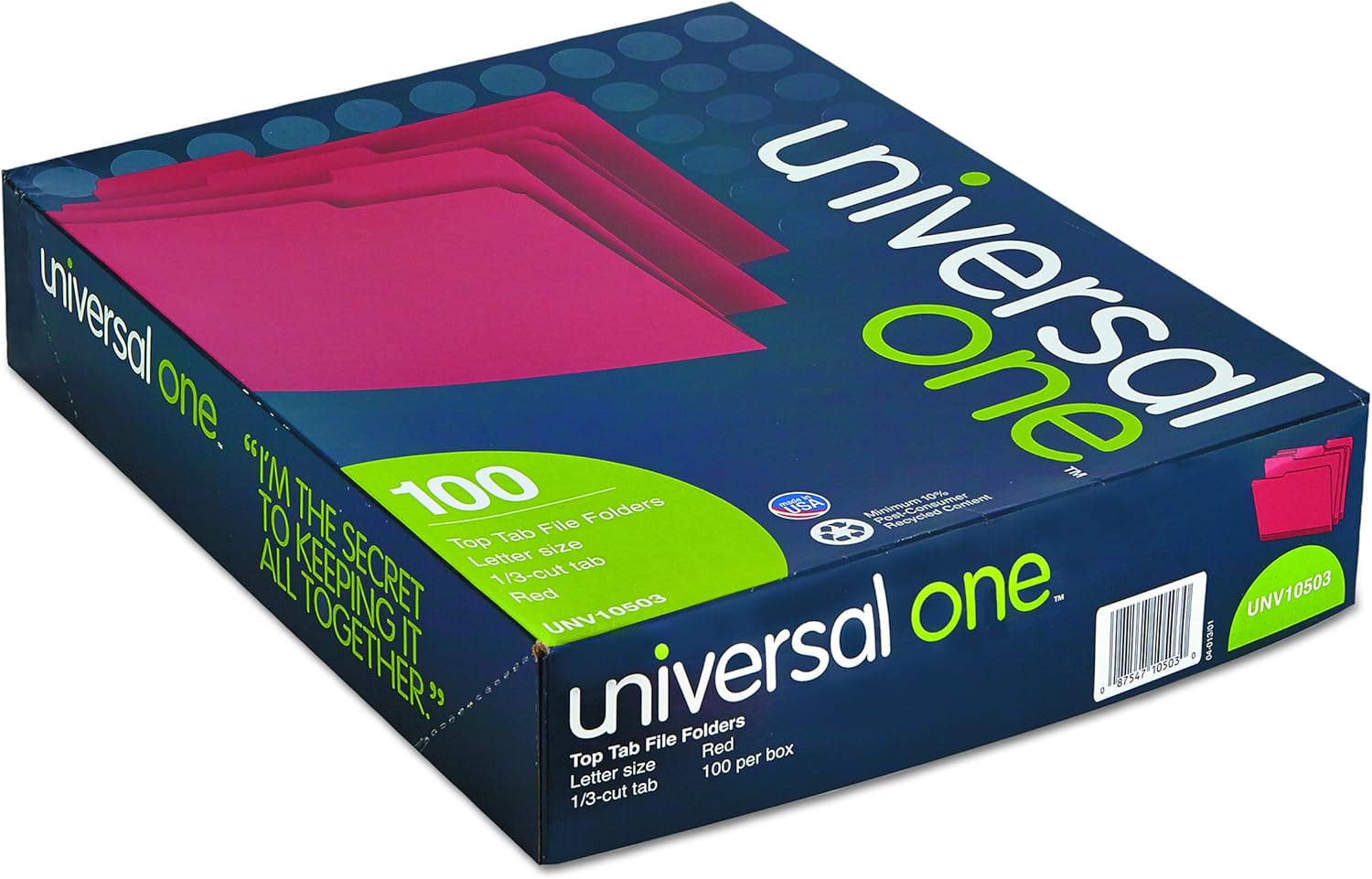 Universal One Bright Top Tab Classification Folder, Red/Light Red (10503)