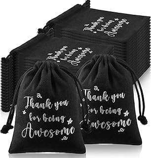 24 Pcs Thank You Drawstring Gift Bags Bulk 5 x 7 Inch Thank You Goodie Bags Thank You for Being Awesome Team Bags for Employee Coworker Colleague Doctor Teacher Nurse Holiday Gifts