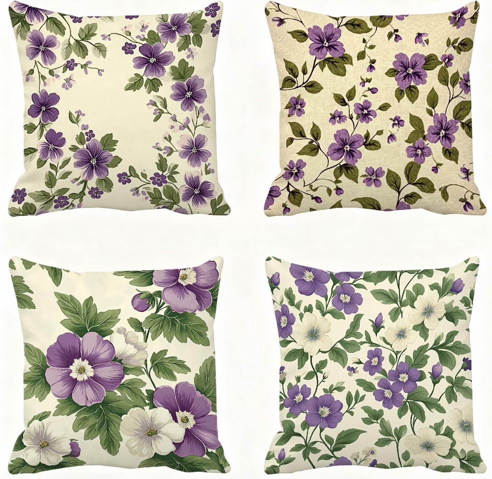 Housse coussin 45x45 beige lot de 4 douillettes pour décoration canapé de salon