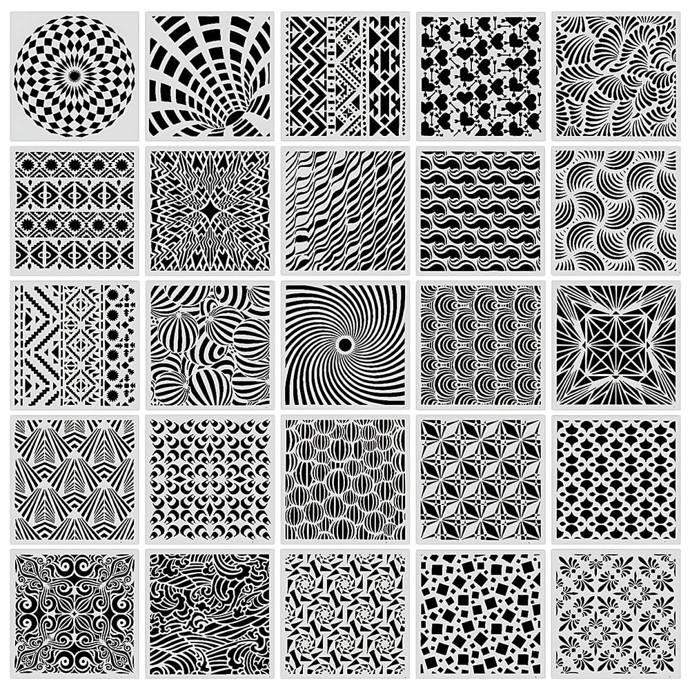 36 Pcs Geometric Stencils, DIY Drawing Template, Painting Templates, for Fabric Embellishments, Door Ornaments, Painted Artworks,Wall Art, Greeting Card Crafting