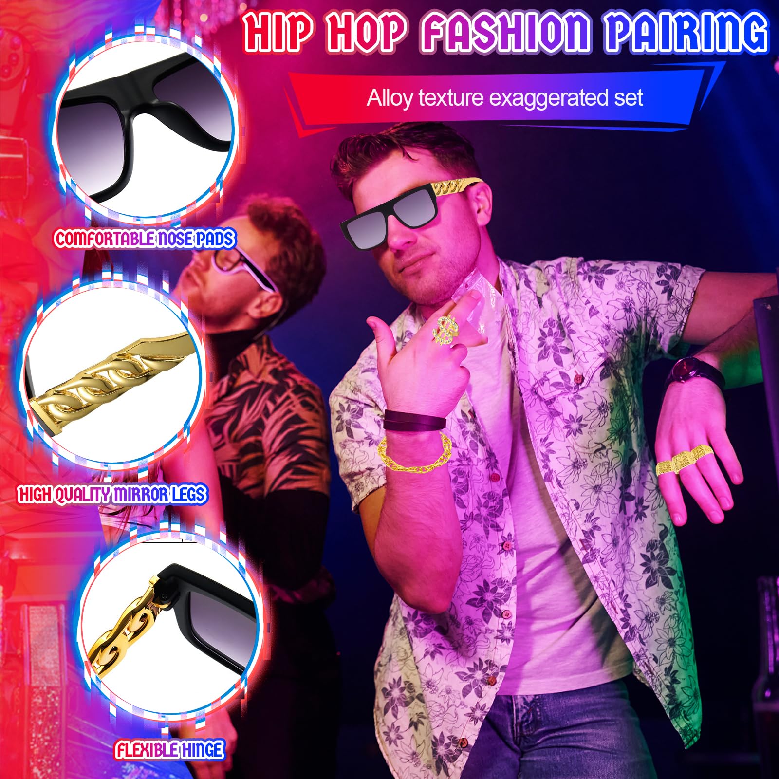 Saier tbo 10Pcs Hip Hop Costume Accessories - Image 4