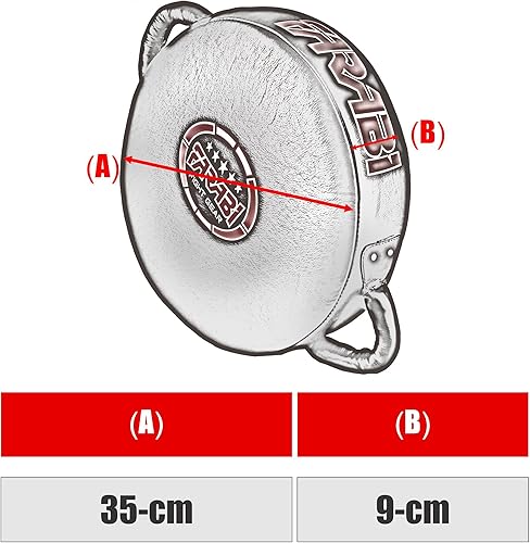 Miniatura 6 de Farabi Sports Almohadilla redonda de boxeo 100% cuero genuino guantes de boxeo Kick Pad negro guantes de boxeo MMA Muay Thai Taekwondo Kickboxing