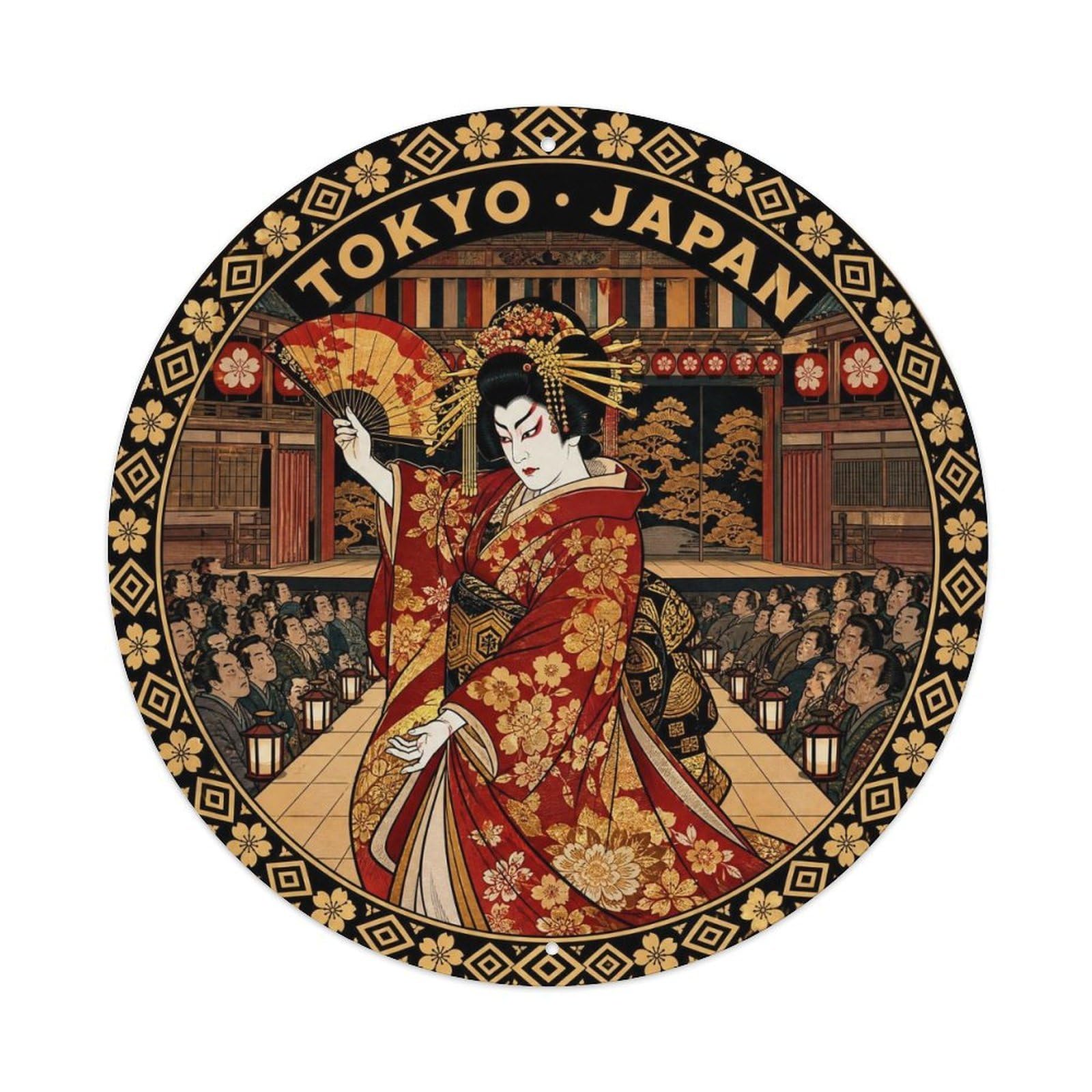 Olyhtr 8X8inch Classic Style Tokyo Kabuki Theater Japan's Travel Metal Tin Sign