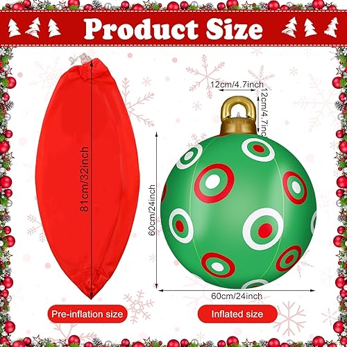 Vista 32 de Jetec 32 Inch Giant PVC Inflatable Christmas Ball Ornaments Large Xmas Blow Ball Decorations Inflatables Outdoor Holiday Decorations Christmas Blow