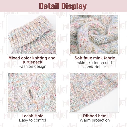 Miniatura 3 de BEAUTYZOO Suéter para perros pequeños, suéter de cuello alto, clásico de punto trenzado, abrigo de invierno mullido, ropa para perros pequeños y
