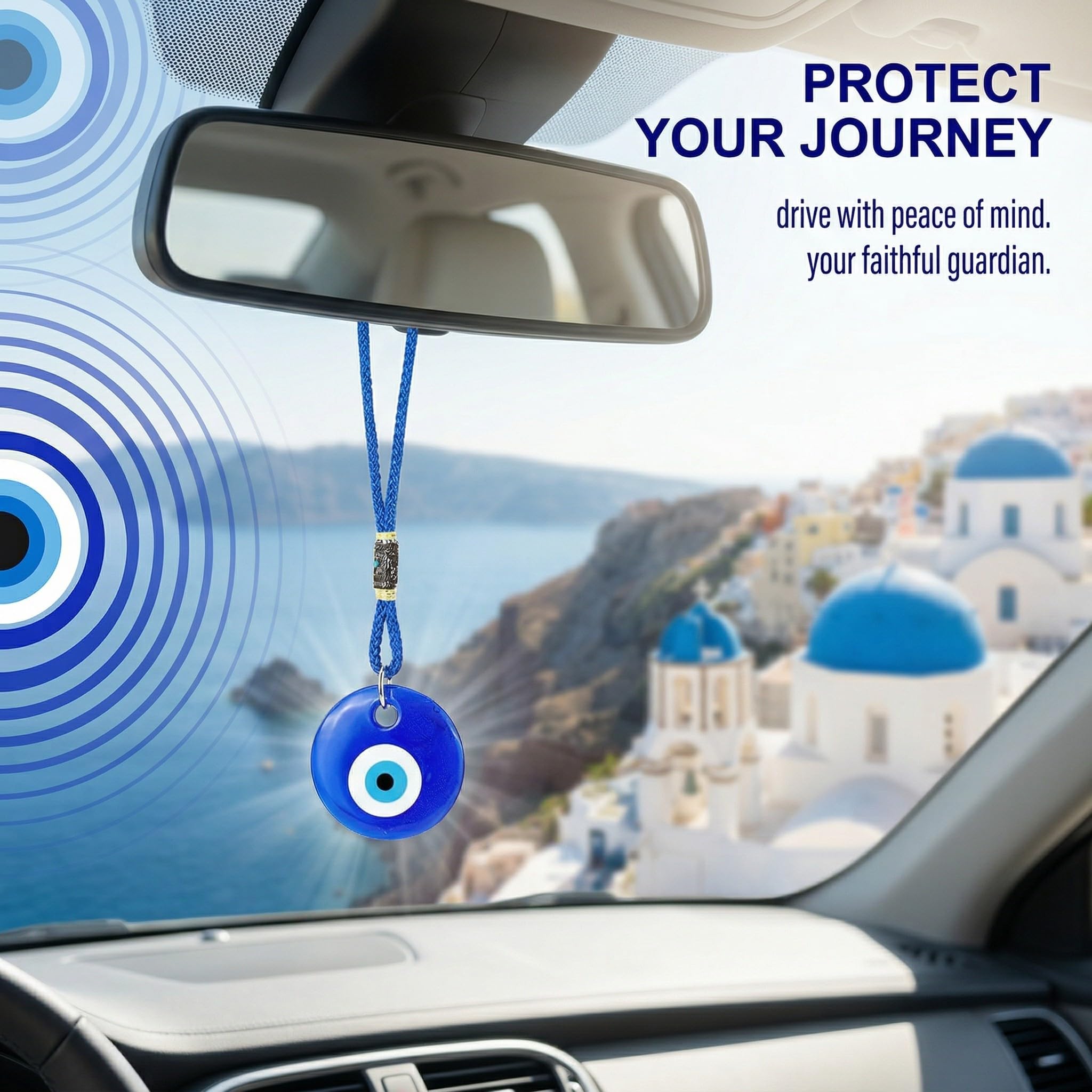 Ciondolo per Auto Malocchio, Portafortuna con Carta della Fortuna, Amuleto di Protezione per Auto e Casa, Decorazione Occhio Malocchio per Protezione e Felicità