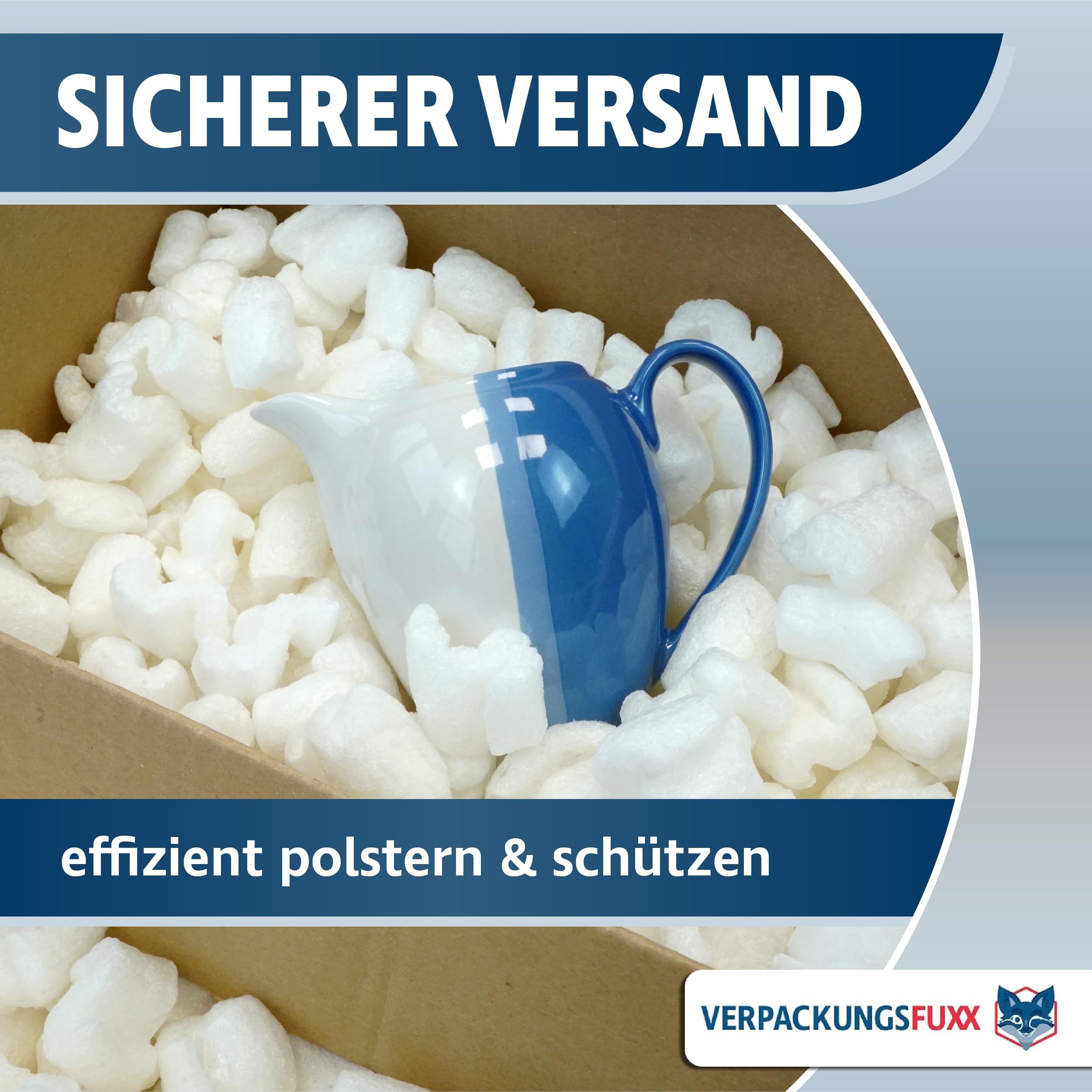 Verpackungschips 50 Liter | BIO Füllmaterial aus Pflanzenstärke | Polsterchips 100% biologisch abbaubar | wasserlösliche Füllchips