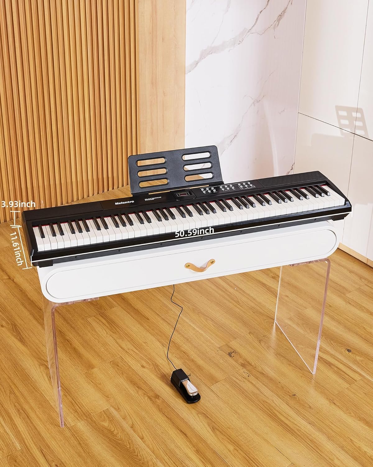 Weighted Piano 88-Key Digital Piano,Full-size Electric Piano Keyboard with Hammer Action,Sustain Pedal,MP3 Function dual 15W speaker,Supports USB-MIDI/Wireless Connect (Black, Full)