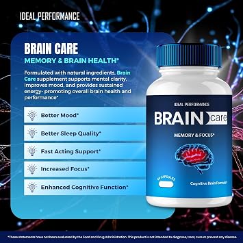 ملاحق العناية بالدماغ للذاكرة وكبسولات التركيز، BrainCare صيغة متقدمة دعم صحة الأعصاب - أقصى قوة Nootropics العناية بالدماغ جميع مراجعات حبوب دعم الصحة الطبيعية (5 حزمة)