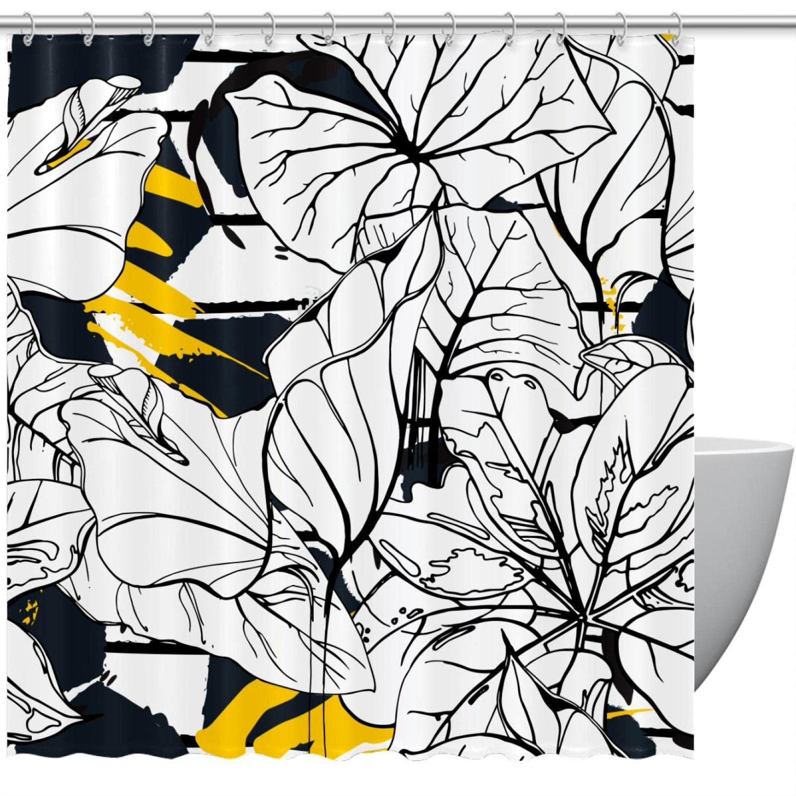 Rideau de douche imperméable jungle 183x183 cm avec 12 crochets