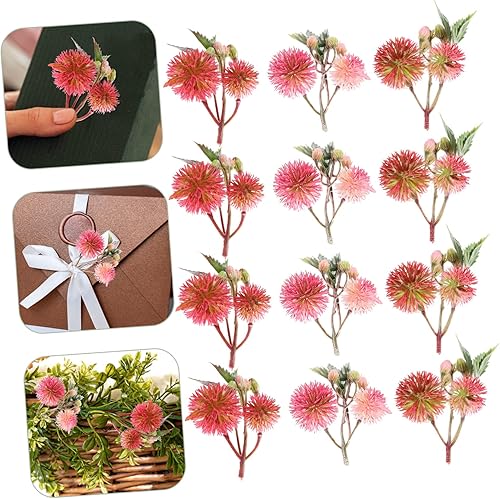 Miniatura 6 de Toddmomy Decoración de otoño para boda, decoración de otoño, 12 piezas, flores artificiales de plástico, decoración rosa, flores rosas, guirnalda de