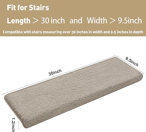 Miniatura 3 de PURE ERA - Alfombras para peldaños, de felpa suave, con bordes redondeados, de interiores, aptas para mascotas, antideslizantes, sin cinta, lavables