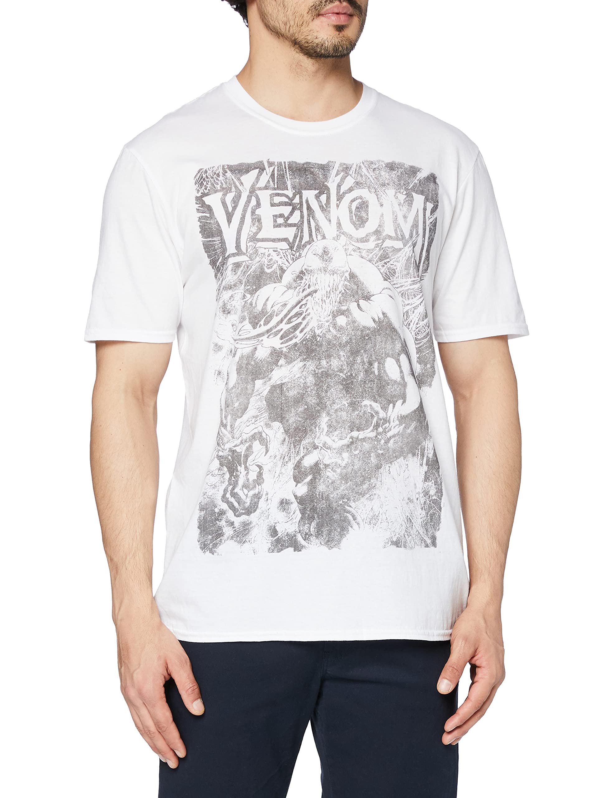 Marvel Men's White - Venom Web - T-Shirt - Xlg