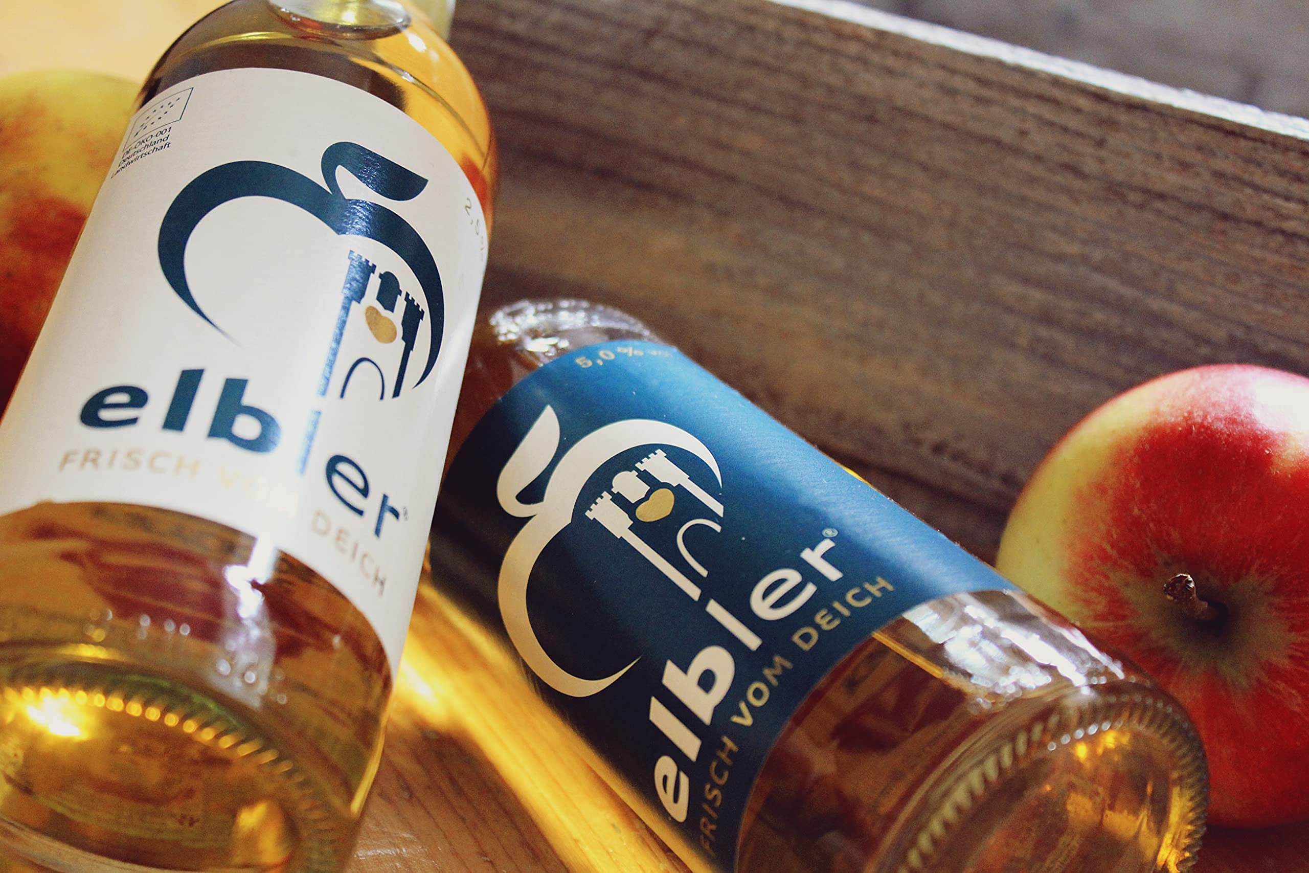 Elbler Cider Flut, Apfel Cider, 5.0% Vol., 0,33 l, inkl. 1,92€ Pfand, Frisch-Herb, 24-er Pack, Apfelwein, Glutenfrei & Vegan, Handgemacht aus 100% Bio-Äpfeln, ohne Zusatzstoffe, Kalorienarm