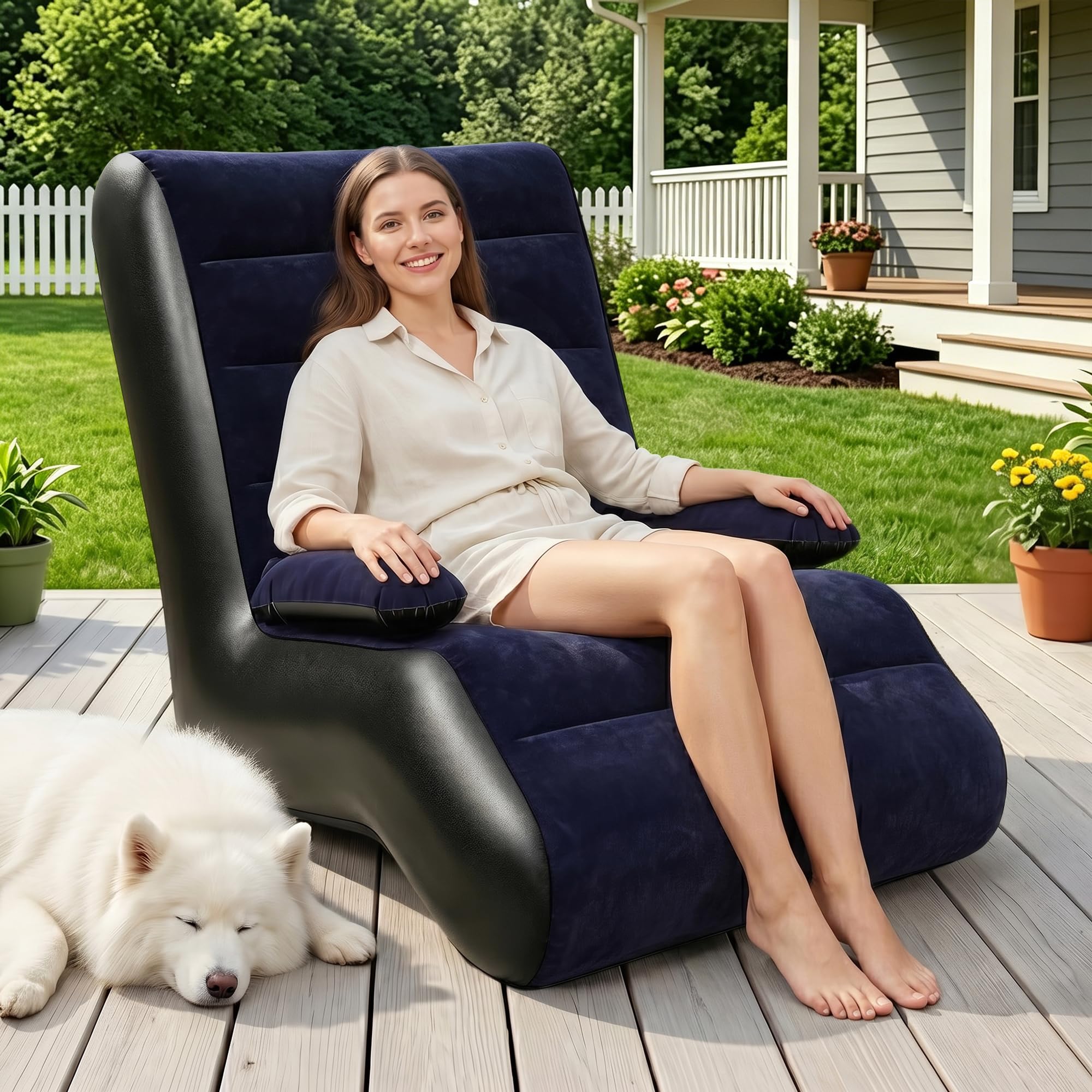 KingSom Aufblasbares Sofa, Aufblasbare Couch Größe mit Armlehne, Camping Sofa Aufblasbares Luftsofa, Wasserdichter Beflockte Oberfläche Aufblasbarer Sessel Outdoor, Tragbare Couch Aufblasbar Indoor