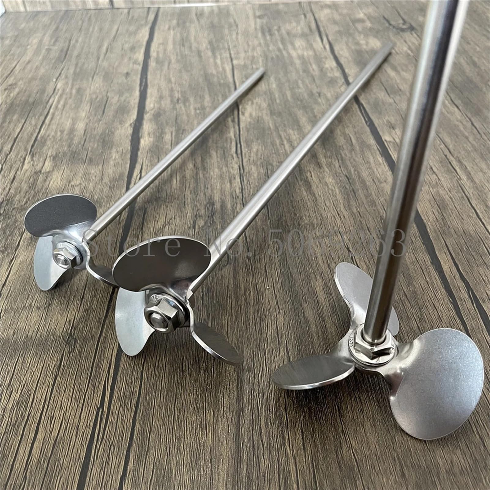 Paleta mezcladora, 1 juego de hélice de acero inoxidable de laboratorio giratoria de 40 mm a 120 mm de diámetro con tres palas y varilla agitadora. Ángulo de la pala: 30°.(120mm blade with rod)