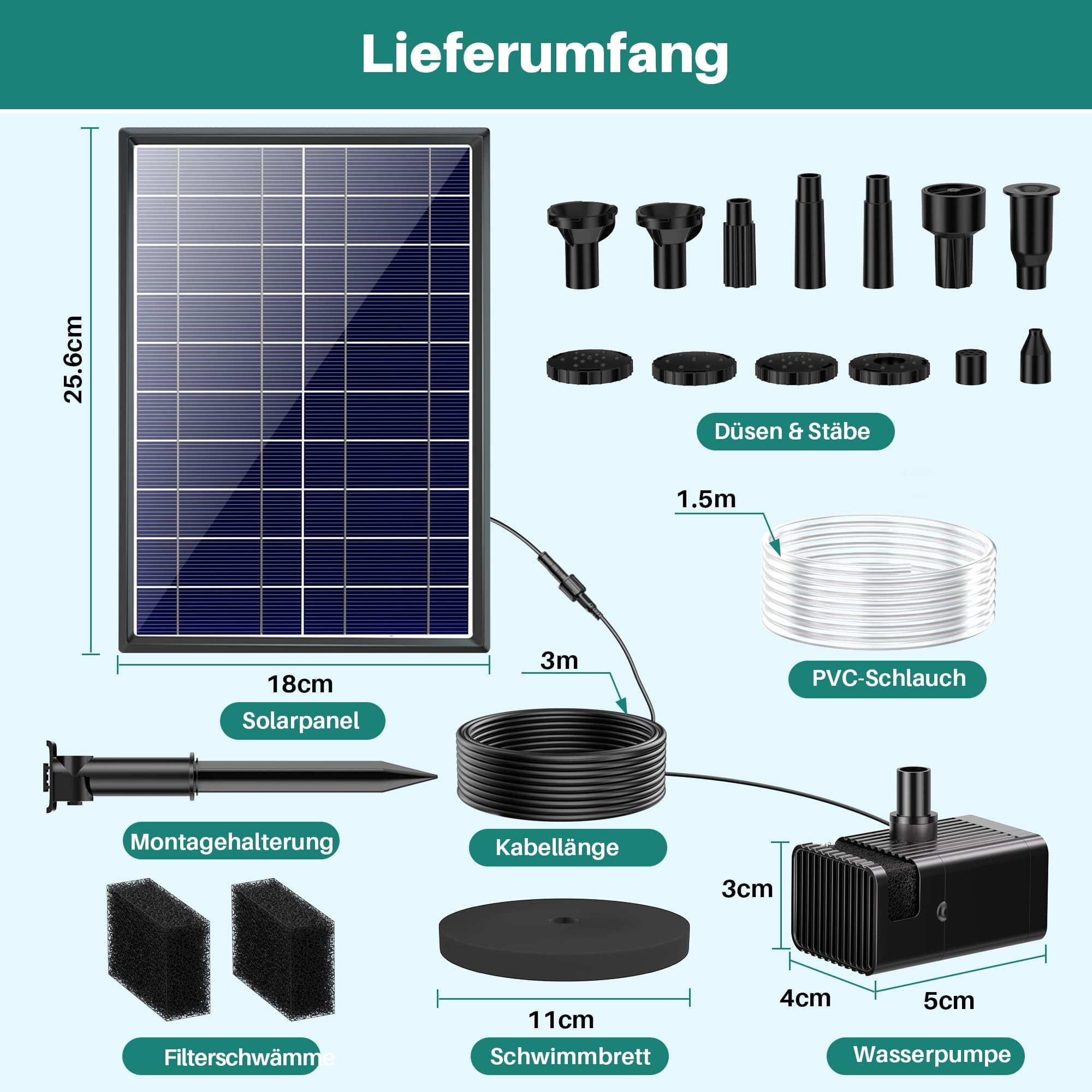 Biling Fontein op zonne-energie, 25 W, 1200 l/u, vijverpomp op zonne