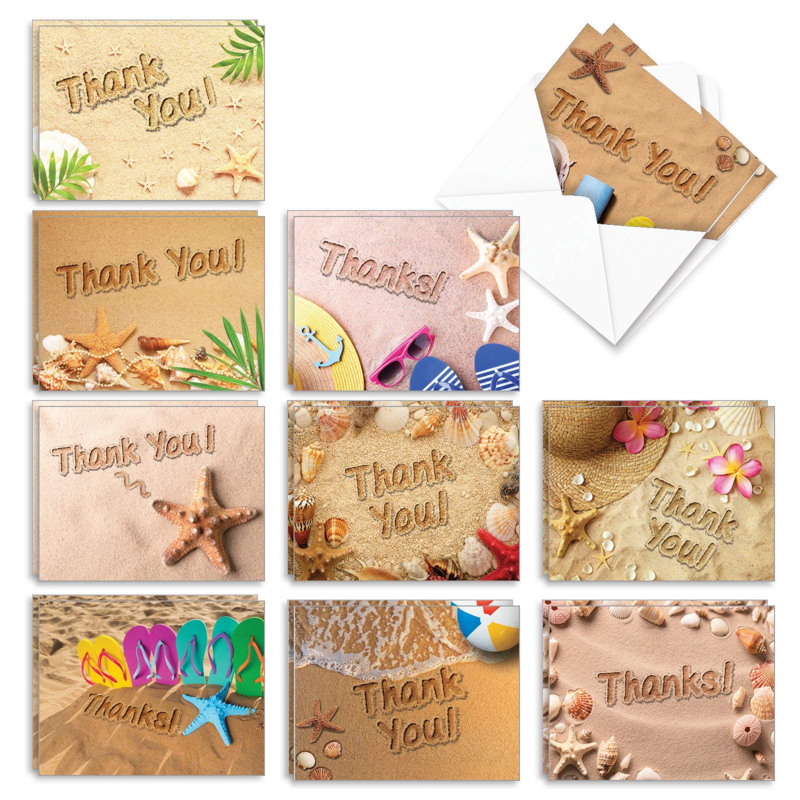 Amazon.com: The Best Card Company - 20 Boxed Thank You Cards (4 x 5.12  Inch) - Assorted Stationery Set (10 Designs, 2 Each) - Beach Notes  AM6113TYG-B2x10 : Everything Else