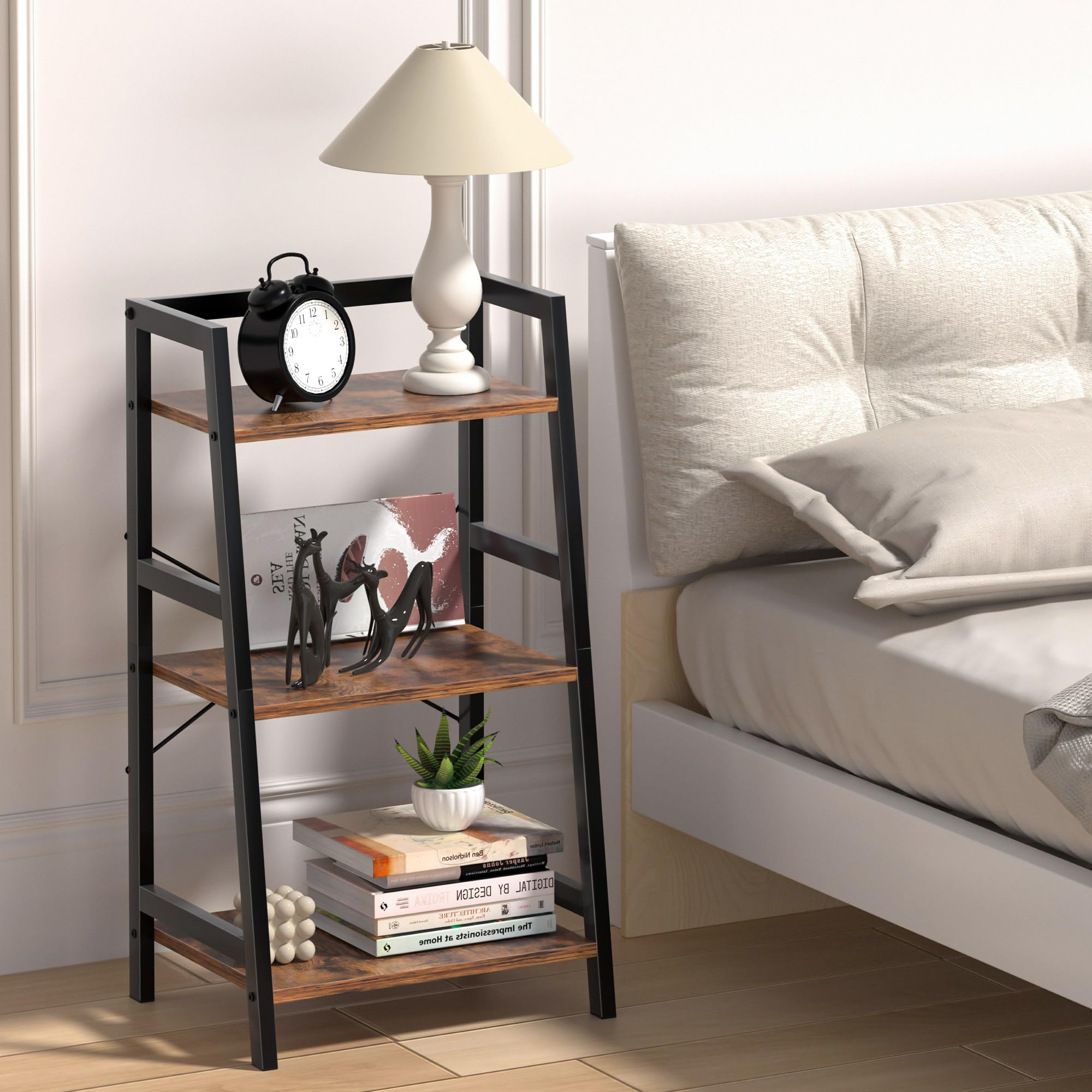 Estantería para espacios pequeños, estantería de 3 niveles, organizador de almacenamiento corto para sala de estar, dormitorio, oficina en casa, cocina, 11.8 pulgadas de profundidad x 16.5 pulgadas de 3