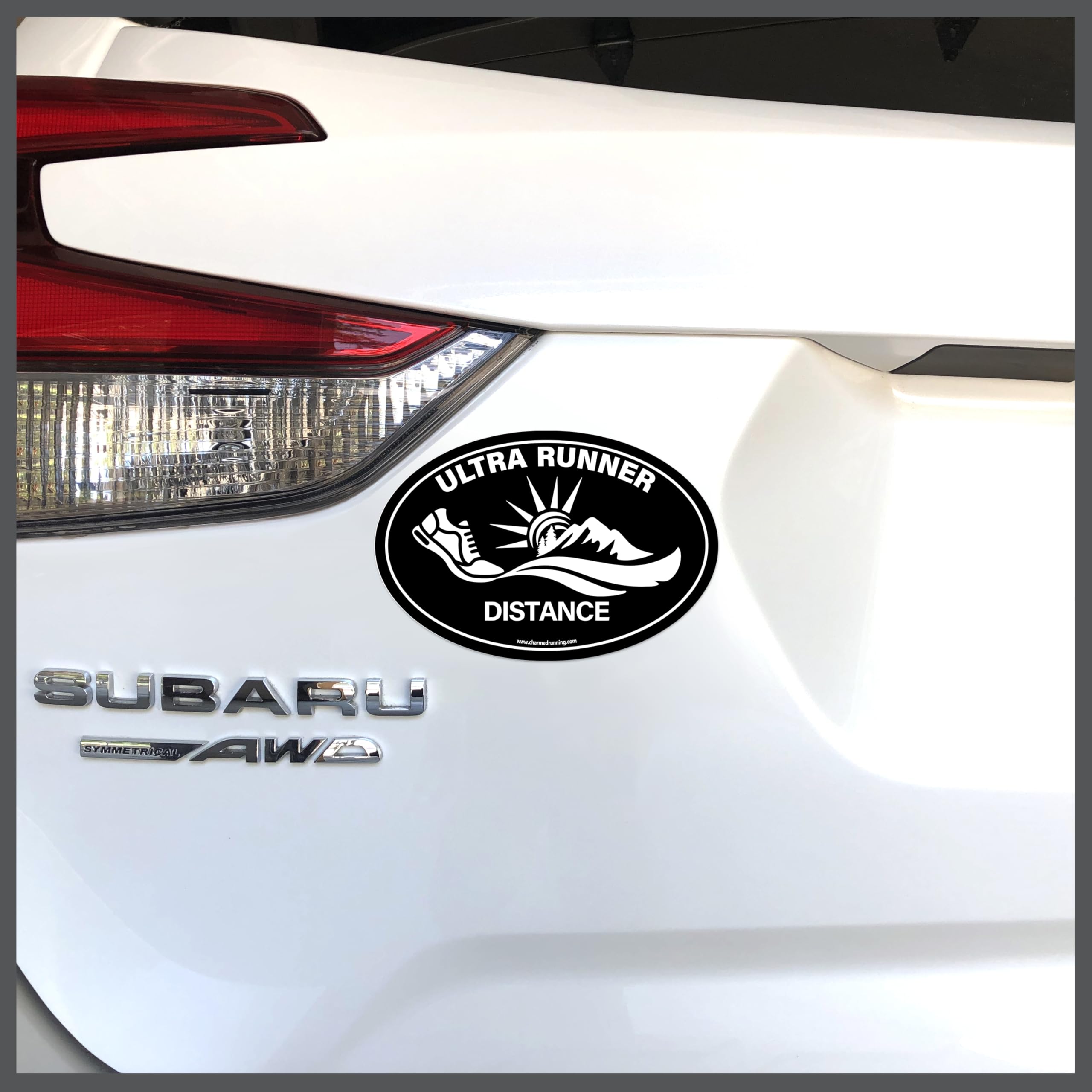 Charmed Running Brand UltraRunner Ultra Marathon Ultra Runner Custom Distance in Black Bumper Sticker Window Decal OR Car Magnet (Magnet)