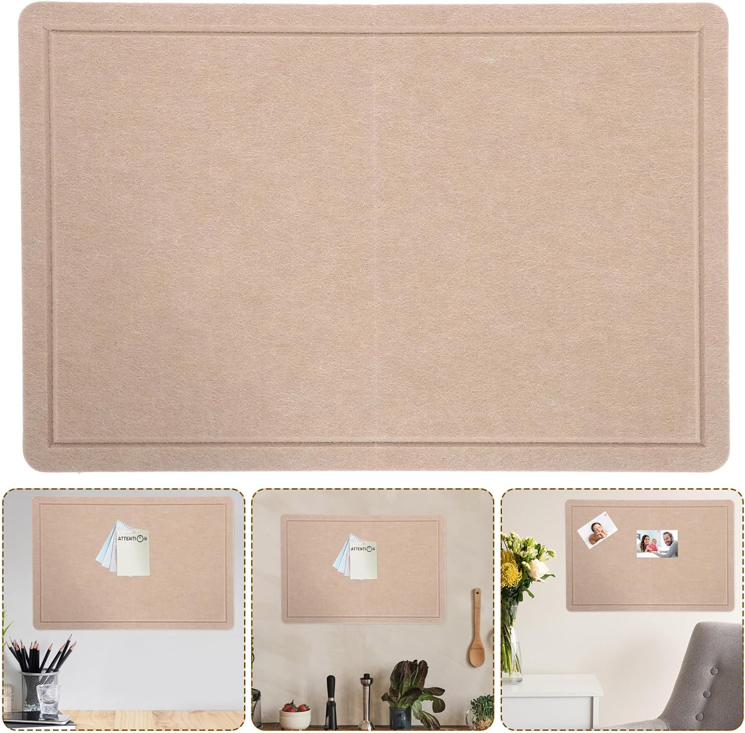 Alasum Khaki Felt Bulletin Board for Walls with Easy Installation and Decorative Design, Stylish Message Board for Home Office Accessories and Wall Display