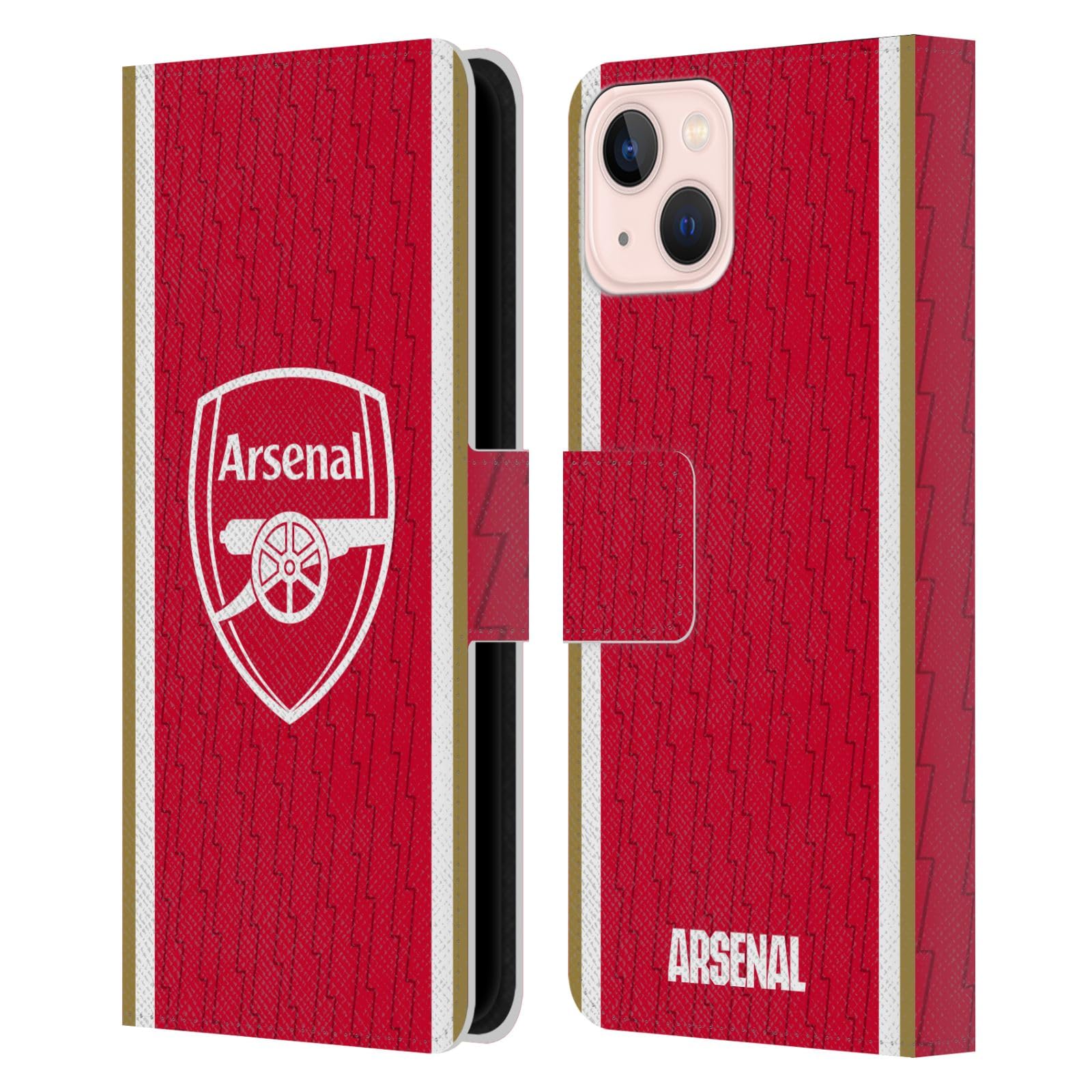 Head Case Designs Officially Licensed Arsenal FC Home 2023/24 Crest Kit Leather Book Wallet Case Cover Compatible With Apple iPhone 13