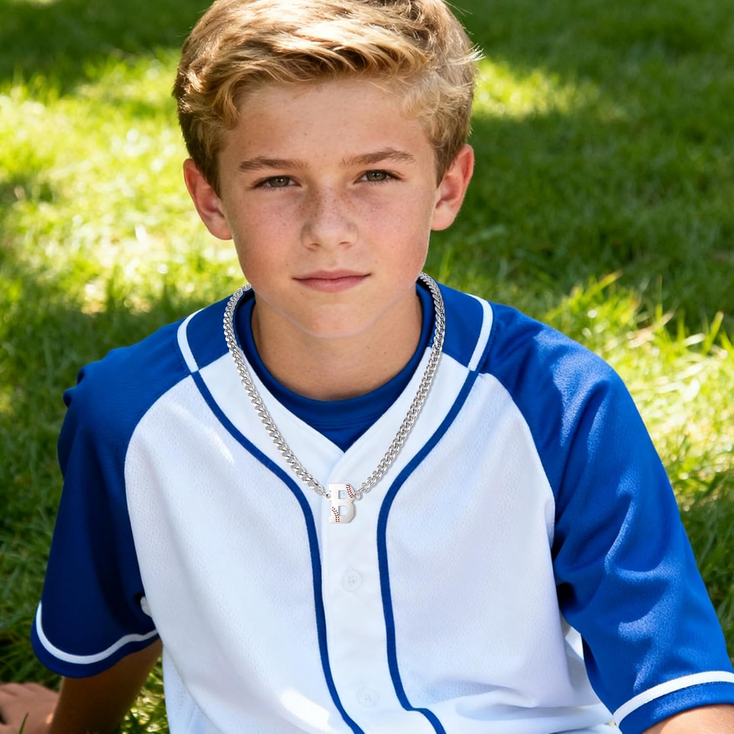 QINJIEJIE Baseball Necklace Drip Initial J Letter Necklaces Sports Accessories Charm Pendant Stainless Steel Silver Baseball Chain 22inch Personalized Gifts Valentines Day Gifts for Him - Image 5