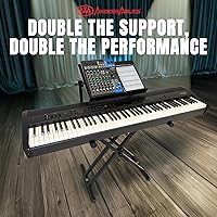 Vista 2 de AxcessAbles Soporte de Mesa Portátil de Dos Niveles para DJ Soporte para Teclado de Piano de Dos Niveles para Partituras y Tableta Soporte