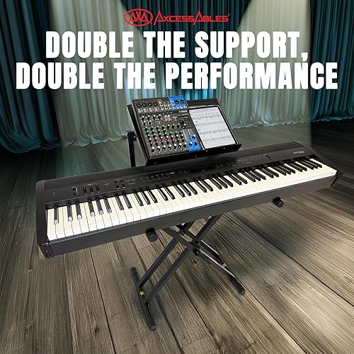 Miniatura 2 de AxcessAbles Soporte de Mesa Portátil de Dos Niveles para DJ  Soporte para Teclado de Piano de Dos Niveles para Partituras y Tableta  Soporte para