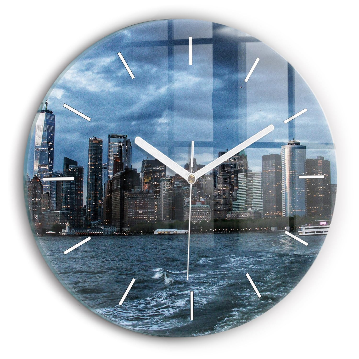 Horlogerie moderne en verre Wallfluent 30 cm style élégant New York