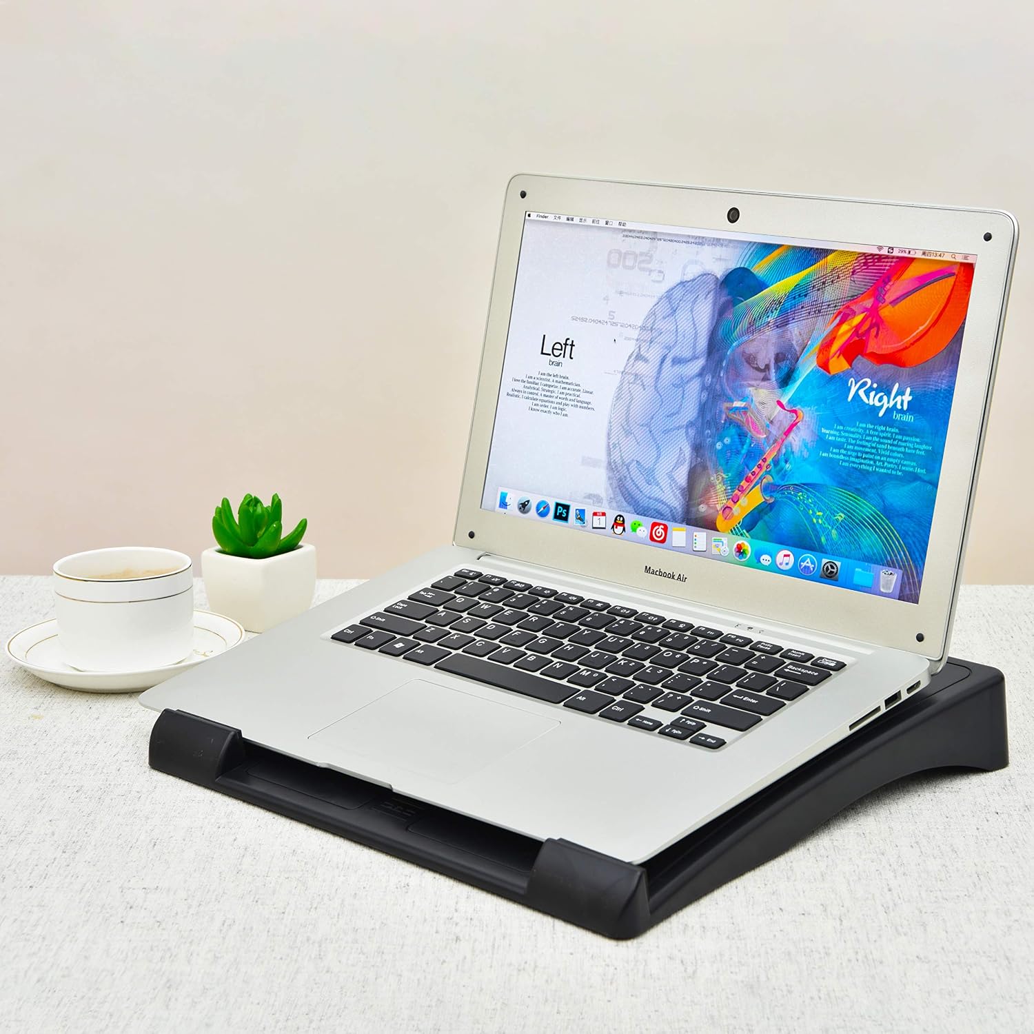 DAC Ventilated Height and Angle Adjustable Laptop Stand Riser for Desk, Non-skid, Cable Management Included 2.6" x 11.5" x 13"