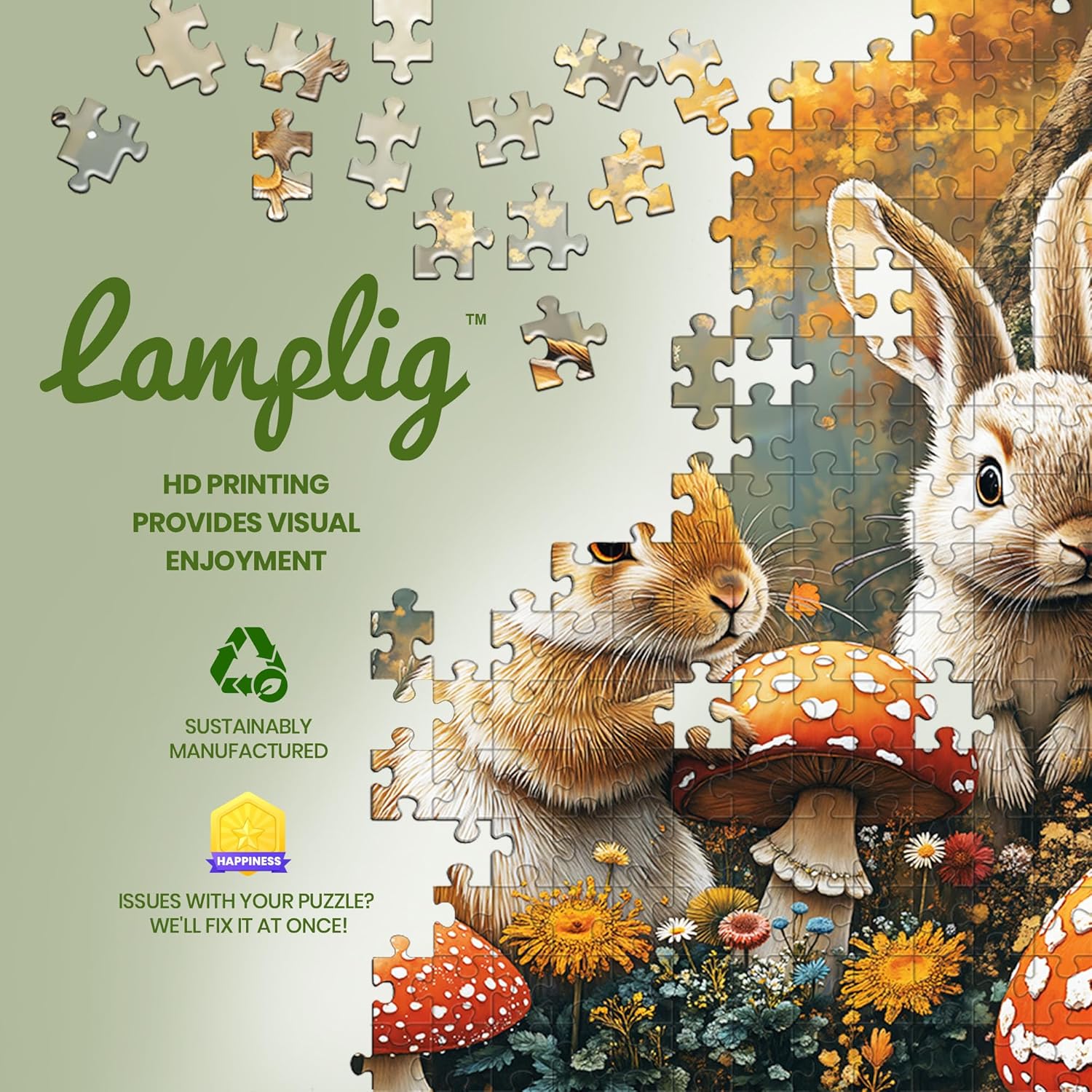Puzzles for Adults 1000 Pieces, Easter Bunny Jigsaw Puzzles, 1000 Piece Puzzle for Adults with Letters on Back, Forest Rabbit Puzzle for Fun Game Night, 1:1 Poster, 27.6"x19.7"