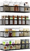 Umomi Spice Rack Wall Mount 4 Pack - Large Capacity Metal Pantry Door Organizer for Kitchen, Bathroom, Pantry & Shower Storage