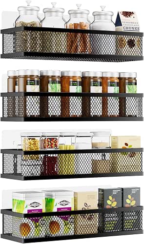 Spice Rack Wall Mount, 4 Pack Pantry Door Organizer &