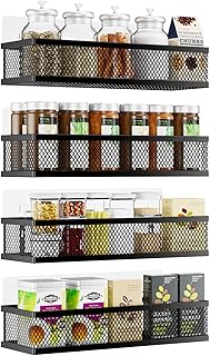 Spice Rack Wall Mount, 4 Pack Pantry Door Organizer & Hanging Storage Ba...