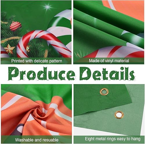 Miniatura 3 de Decoración de puerta de garaje con caramelo de Navidad, cubierta de pancarta de puerta de garaje, bastón de caramelo, pan de jengibre, telón de